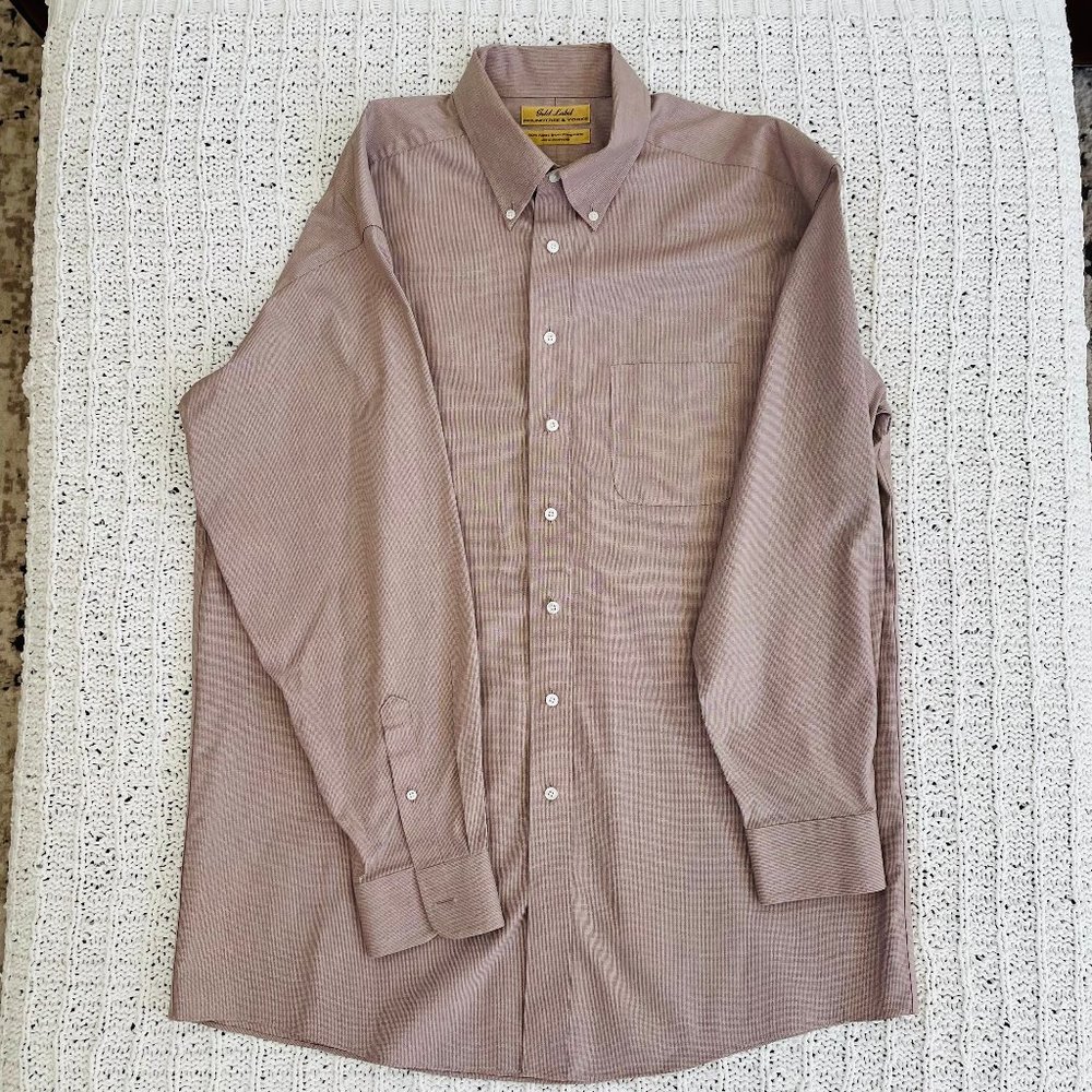 GOLD LABEL ROUNDTREE & YOURKE MEN'S DRESS SHIRT - TAN